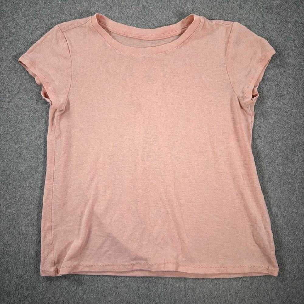 Athleta Girl Pink Crew Neck Slubby Tee Shirt Size Large 12 Short Sleeve Active
